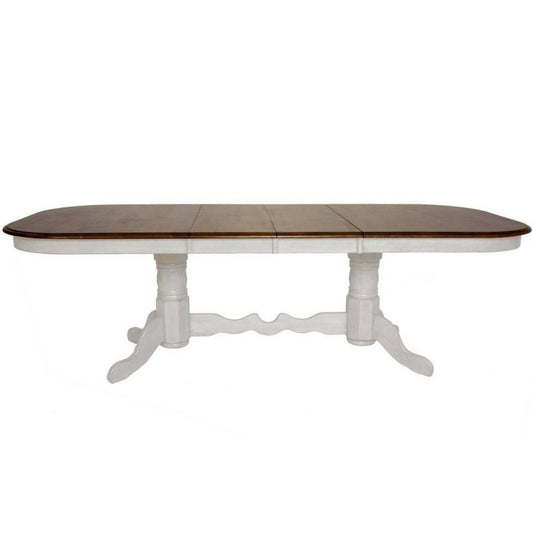 Sunset Trading Andrews 96" Oval Double Pedestal Extendable Butterfly Leaf Dining Table | Antique White and Chestnut Brown | Seats 10 -  DLU-ADW4296-AW