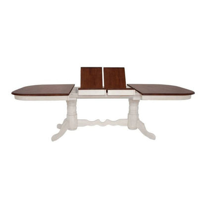 Sunset Trading Andrews 96" Oval Double Pedestal Extendable Butterfly Leaf Dining Table | Antique White and Chestnut Brown | Seats 10 -  DLU-ADW4296-AW