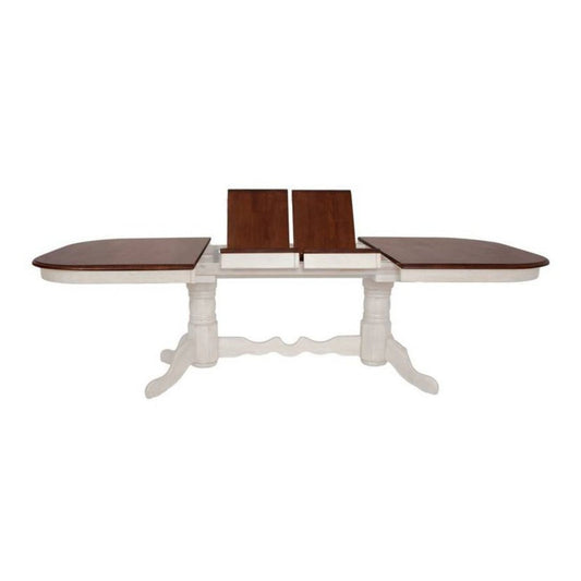 Sunset Trading Andrews 96" Oval Double Pedestal Extendable Butterfly Leaf Dining Table | Antique White and Chestnut Brown | Seats 10 -  DLU-ADW4296-AW