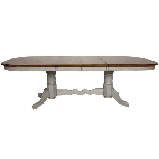 Sunset Trading Country Grove 96" Oval Double Pedestal Extendable Dining Table | Distressed Gray and Brown Wood | Seats 10  - DLU-CG4296-GO