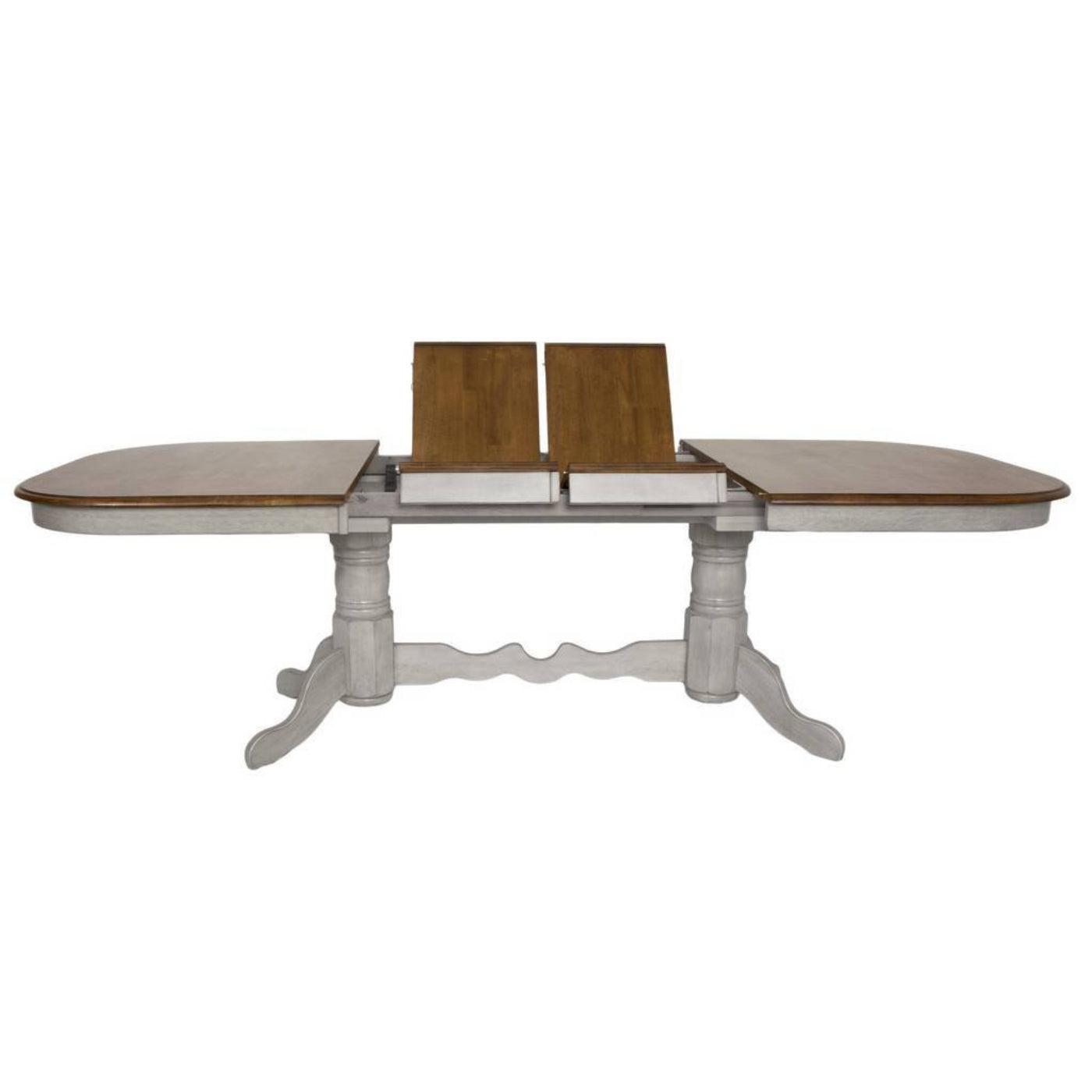 Sunset Trading Country Grove 96" Oval Double Pedestal Extendable Dining Table | Distressed Gray and Brown Wood | Seats 10  - DLU-CG4296-GO