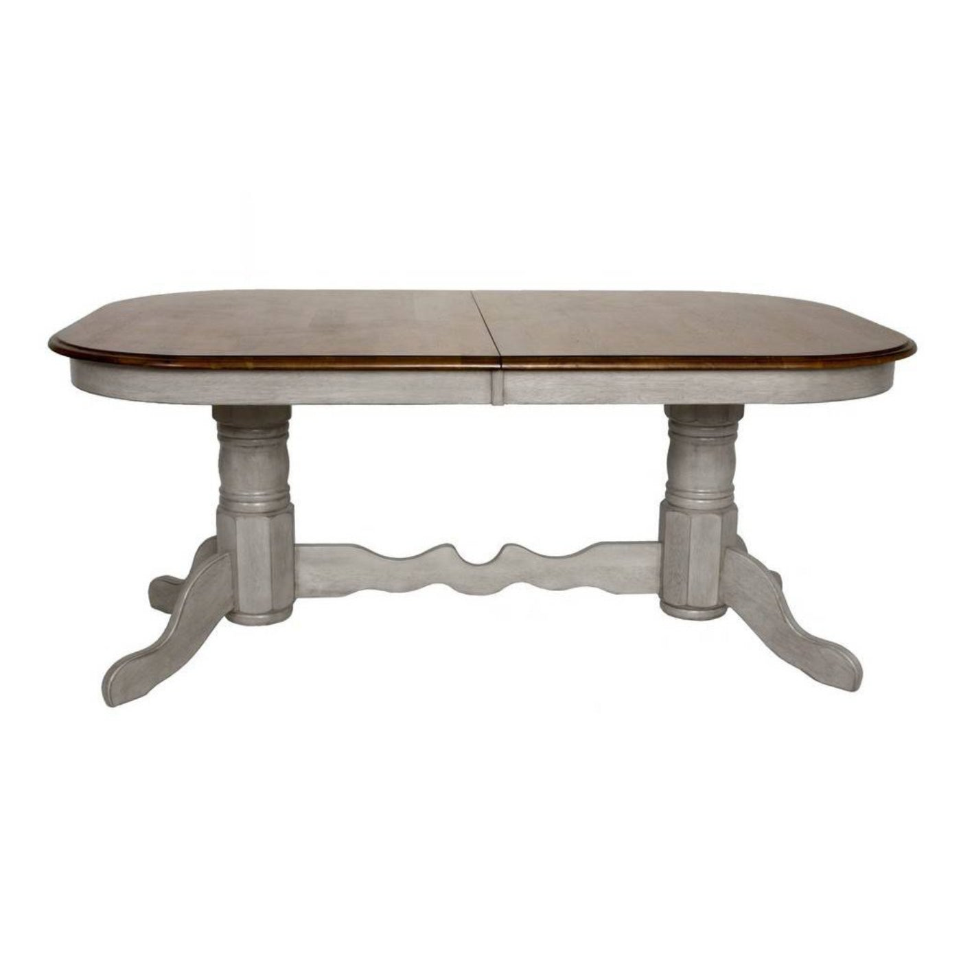 Sunset Trading Country Grove 96" Oval Double Pedestal Extendable Dining Table | Distressed Gray and Brown Wood | Seats 10  - DLU-CG4296-GO