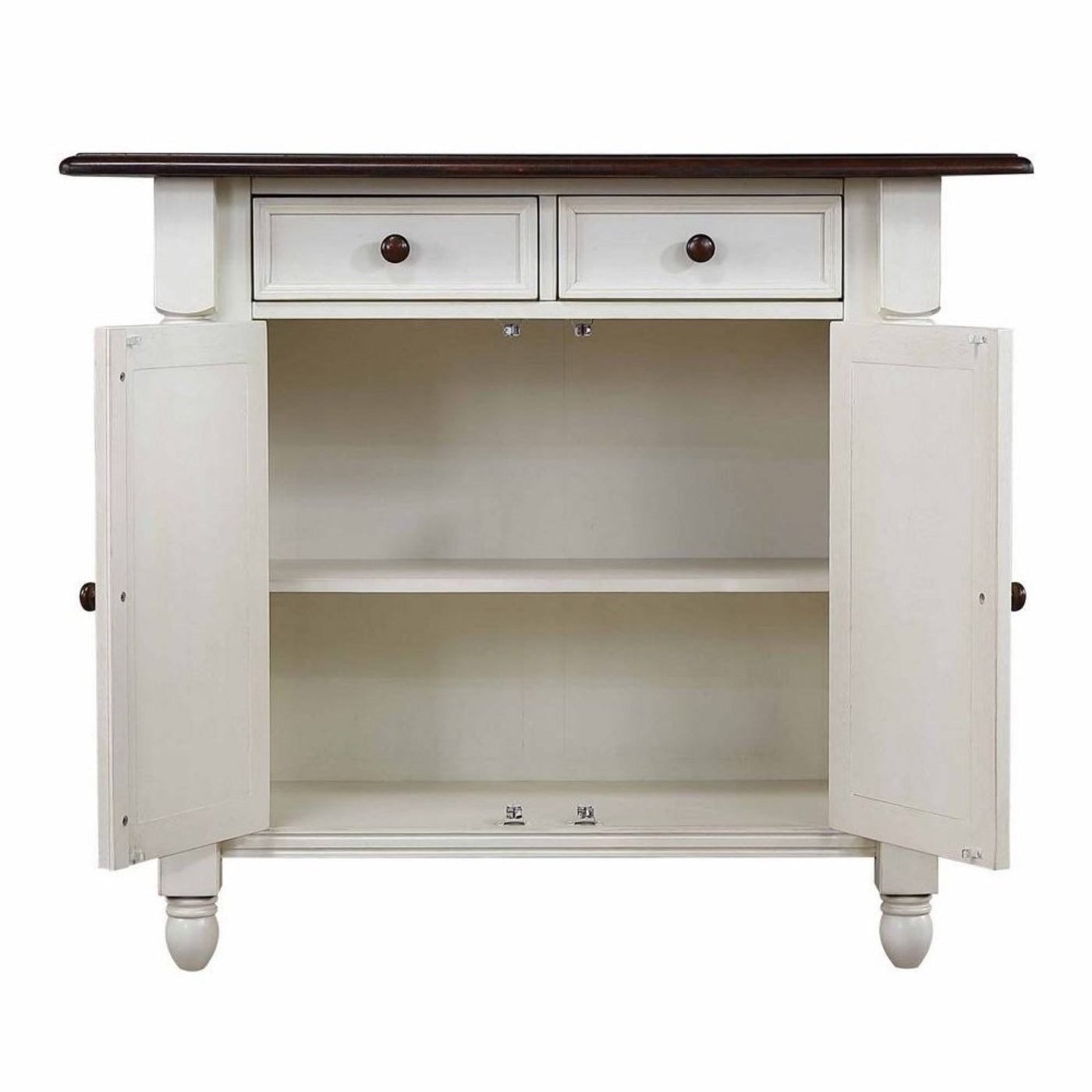 Sunset Trading Andrews Antique White Kitchen Island | Chestnut Brown Drop Leaf Top | Drawers and Cabinet -  DLU-KI-4222-AW