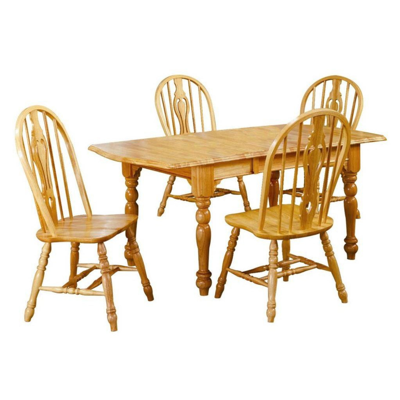 Sunset Trading Oak Selections 5 Piece 72" Rectangular Drop Leaf Extendable Dining Set | Keyhole Windsor Chairs | Seats 8 -  DLU-TDX3472-124S-LO5PC