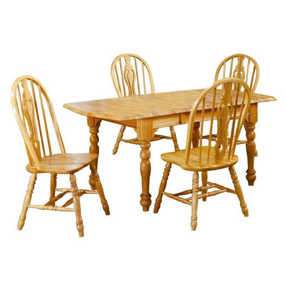 Sunset Trading Oak Selections 5 Piece 72" Rectangular Drop Leaf Extendable Dining Set | Keyhole Windsor Chairs | Seats 8 -  DLU-TDX3472-124S-LO5PC