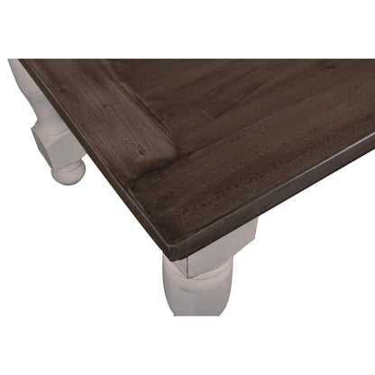 Sunset Trading Rustic French 78" Rectangular Dining Table | Distressed White and Brown Solid Wood HH-8750-078