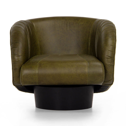 Union Home Rotunda Chair - Green Leather  - LVR00677
