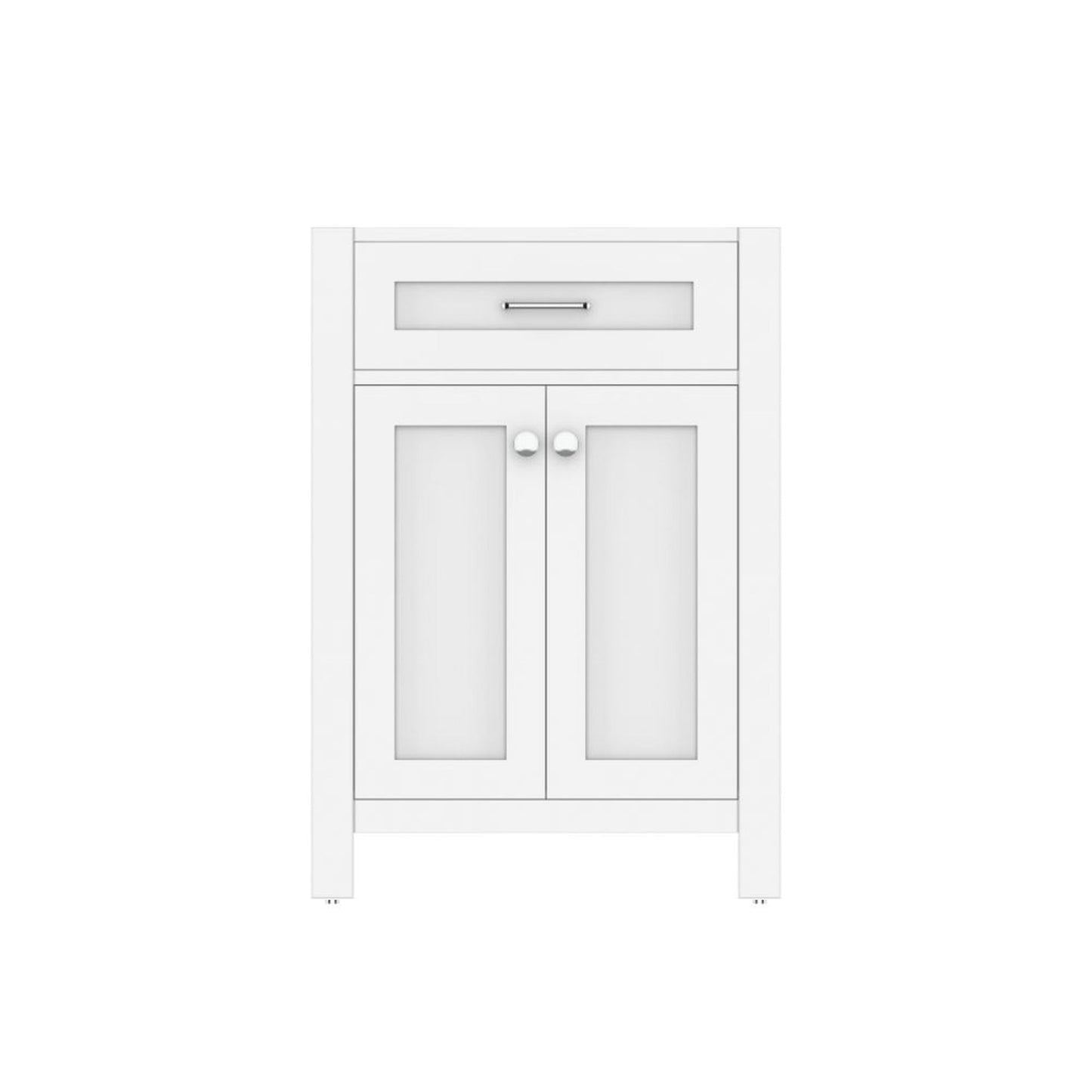 Alya Bath Norwalk 24" Single White Freestanding Bathroom Vanity With Brushed Nickel Edge Handles - HE-101-24-W