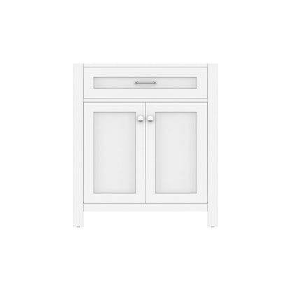 Alya Bath Norwalk 30" Single White Freestanding Bathroom Vanity with Brushed Nickel Edge Handles - HE-101-30-W