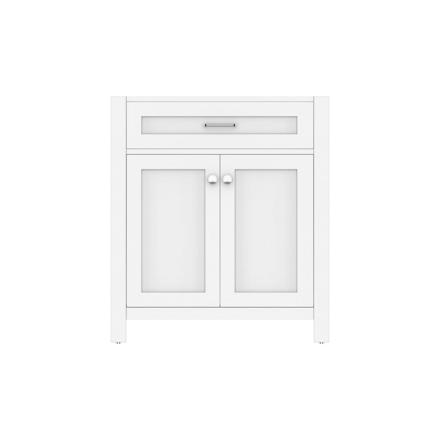 Alya Bath Norwalk 30" Single White Freestanding Bathroom Vanity with Brushed Nickel Edge Handles - HE-101-30-W