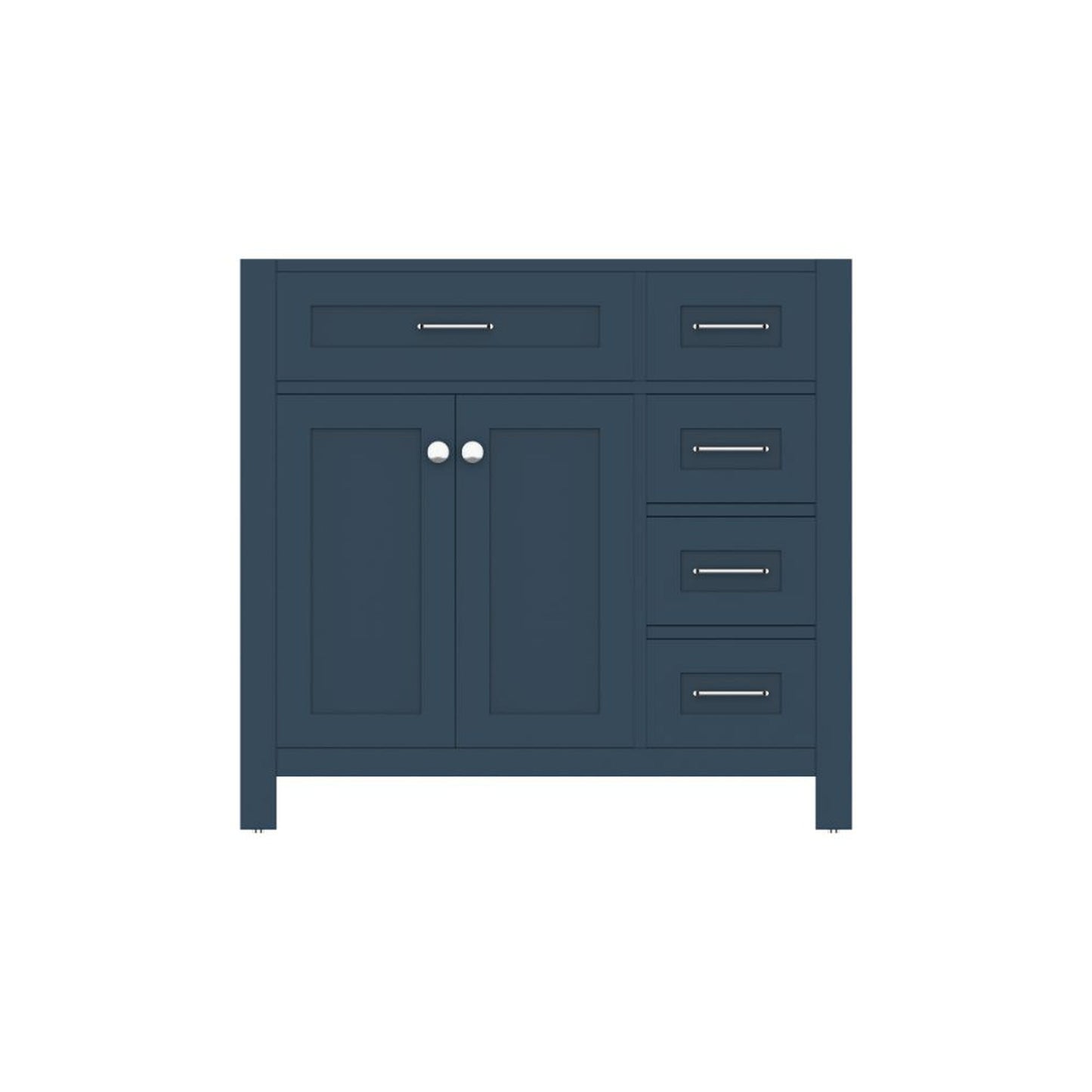 Alya Bath Norwalk  36" Single Blue Freestanding Bathroom Vanity with Drawer and Brushed Nickel Edge Handles - HE-101-36-DR-B
