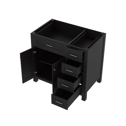 Alya Bath Norwalk  36" Single Espresso Freestanding Bathroom Vanity with Drawer and Brushed Nickel Edge Handles - HE-101-36-DR-E