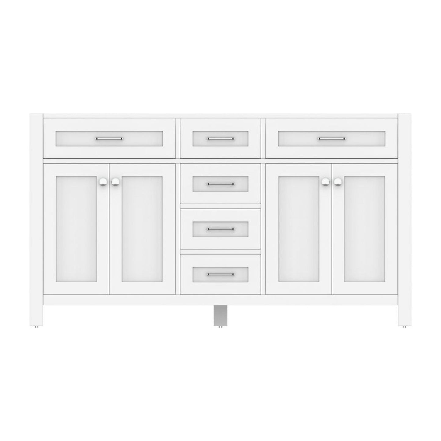 Alya Bath Norwalk 60" Double White Freestanding  Bathroom Vanity  With Brushed Nickel Edge Handles - HE-101-60D-W