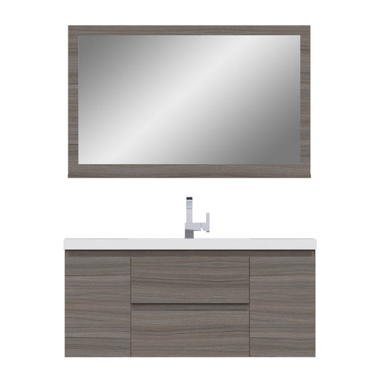 Alya Bath Paterno 48" Single Gray Modern Wall Mounted Bathroom Vanity With Acrylic Top and Integrated Sink - AB-MOF48-G