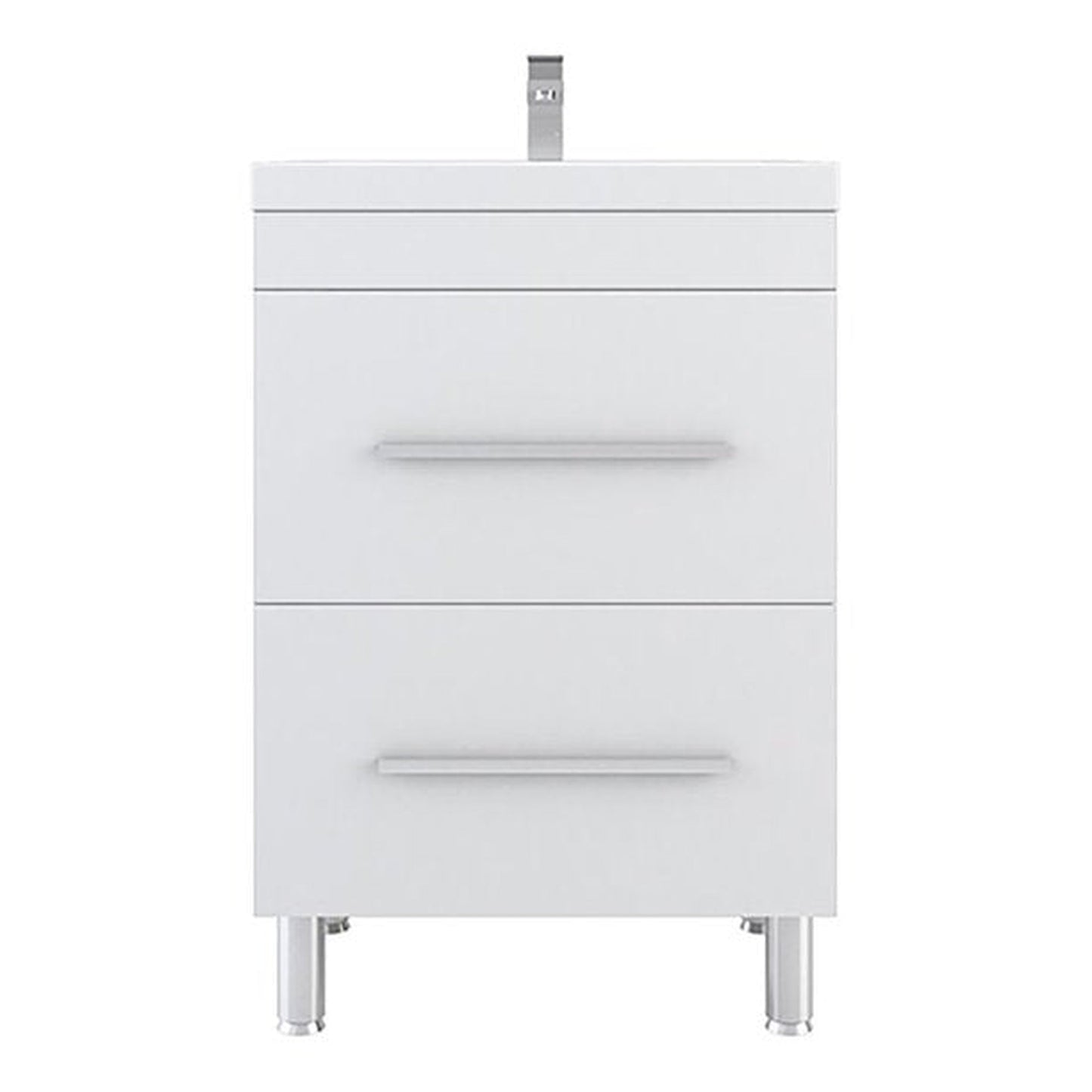 Alya Bath Ripley 24" Single White Modern Freestanding Single Bathroom Vanity With Integrated Acrylic Top, Acrylic Sink and Wall Mounted Mirror - AT-8080-W+AT-24-M-W