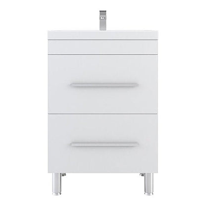 Alya Bath Ripley 24" Single White Modern Freestanding Single Bathroom Vanity With Integrated Acrylic Top, Acrylic Sink and Wall Mounted Mirror - AT-8080-W+AT-24-M-W