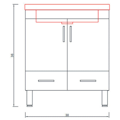 Alya Bath Ripley  30" Single White Modern Freestanding  Bathroom Vanity With Integrated Acrylic Top, Acrylic Sink and Wall Mounted Mirror - AT-8085-W+AT-30-M-W