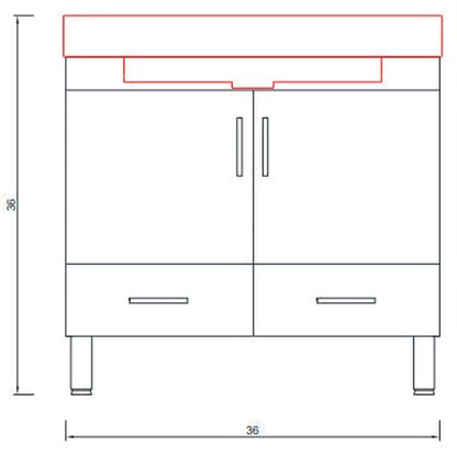 Alya Bath Ripley  36"  Single White Modern Freestanding Bathroom Vanity With Integrated Acrylic Top, Acrylic Sink and Wall Mounted Mirror - AT-8089-W+AT-36-M-W