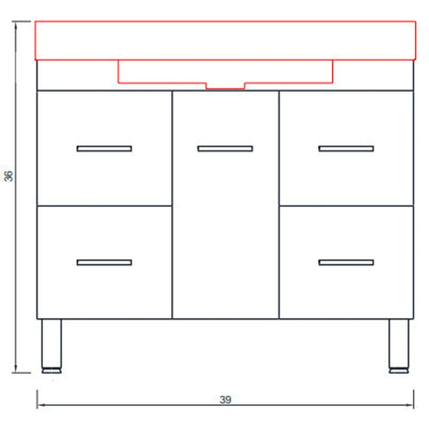 Alya Bath Ripley 39" Single Gray Modern Freestanding  Bathroom Vanity With Integrated Acrylic Top, Acrylic Sink and Wall Mounted Mirror - AT-8041-G+AT-36-M-G