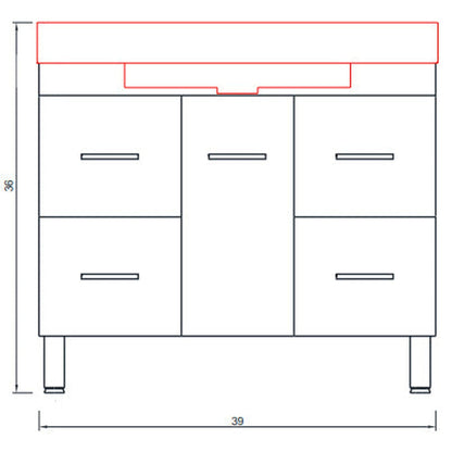 Alya Bath Ripley 39" Single White Modern Freestanding  Bathroom Vanity With Integrated Acrylic Top, Acrylic Sink and Wall Mounted Mirror - AT-8041-W+AT-36-M-W
