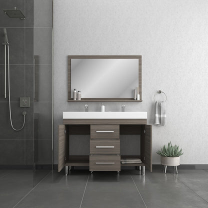 Alya Bath Ripley 48" Double Gray Modern Freestanding  Bathroom Vanity With Integrated Acrylic Top, Acrylic Sink and Wall Mounted Mirror - AT-8048-G-D+AT-48-M-G