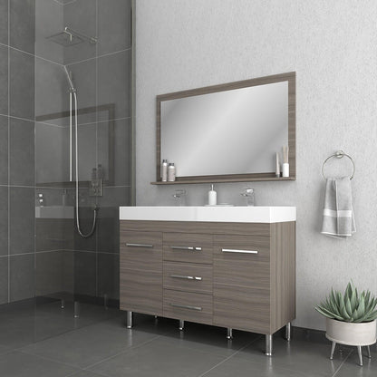 Alya Bath Ripley 48" Double Gray Modern Freestanding  Bathroom Vanity With Integrated Acrylic Top, Acrylic Sink and Wall Mounted Mirror - AT-8048-G-D+AT-48-M-G