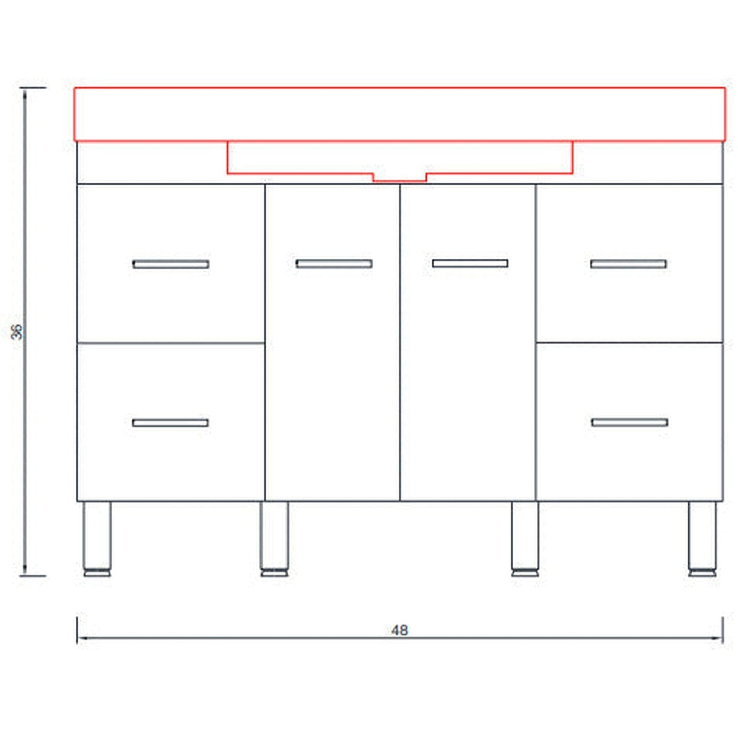 Alya Bath Ripley 48" Single White Modern Freestanding  Bathroom Vanity With Integrated Acrylic Top, Acrylic Sink and Wall Mounted Mirror - AT-8042-W+AT-48-M-W