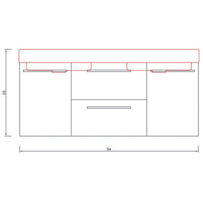 Alya Bath Ripley  54" Double Gray Modern Wall Mounted  Bathroom Vanity With Integrated Acrylic Top, Acrylic Sink and Wall Mounted Mirror - AT-8047-G-D+AT-48-M-G