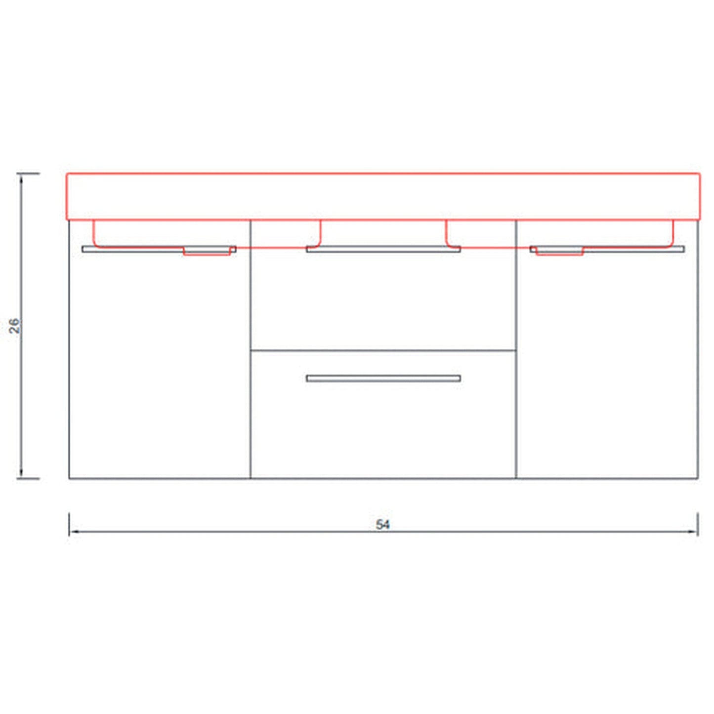 Alya Bath Ripley 54" Double White Modern Wall Mounted Bathroom Vanity With Integrated Acrylic Top, Acrylic Sink and Wall Mounted Mirror - AT-8047-W-D+AT-48-M-W