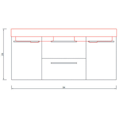 Alya Bath Ripley 54" Double White Modern Wall Mounted Bathroom Vanity With Integrated Acrylic Top, Acrylic Sink and Wall Mounted Mirror - AT-8047-W-D+AT-48-M-W
