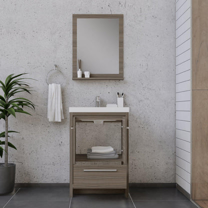 Alya Bath Sortino 24" Single Gray Modern Freestanding  Bathroom Vanity With Acrylic Top and Integrated Sink - AB-MD624-G