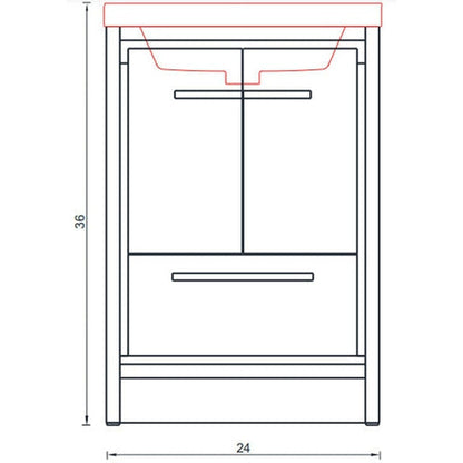 Alya Bath Sortino 24" Single Gray Modern Freestanding  Bathroom Vanity With Acrylic Top and Integrated Sink - AB-MD624-G