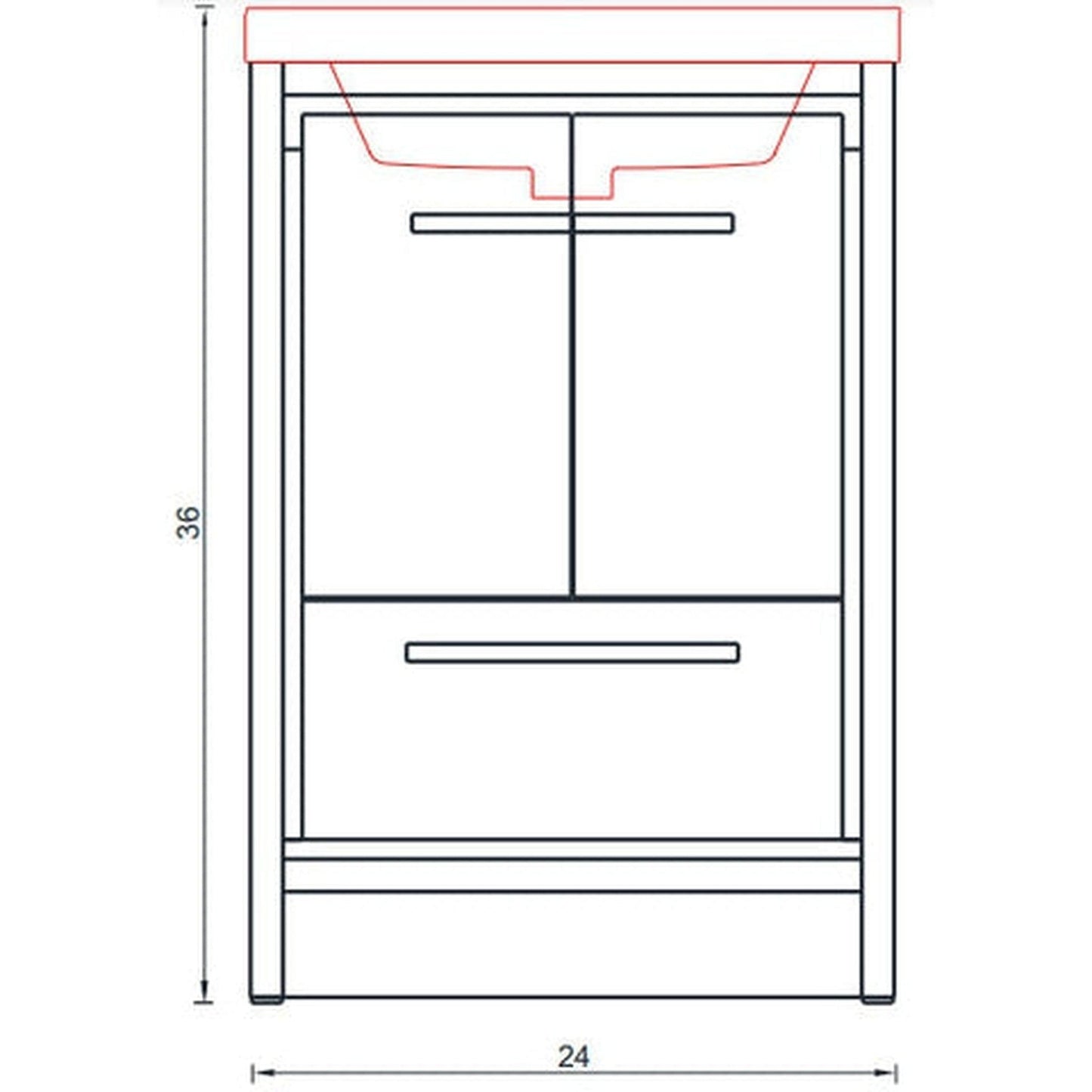 Alya Bath Sortino 24" Single White Modern Freestanding  Bathroom Vanity With Acrylic Top and Integrated Sink - AB-MD624-W+AB-MOB24-Sink