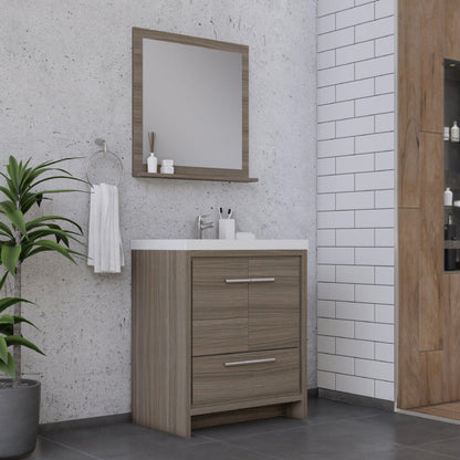 Alya Bath Sortino 30" Single Gray Modern Freestanding  Bathroom Vanity With Acrylic Top and Integrated  Sink -  AB-MD630-G