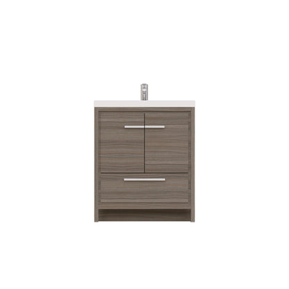 Alya Bath Sortino 30" Single Gray Modern Freestanding  Bathroom Vanity With Acrylic Top and Integrated  Sink -  AB-MD630-G