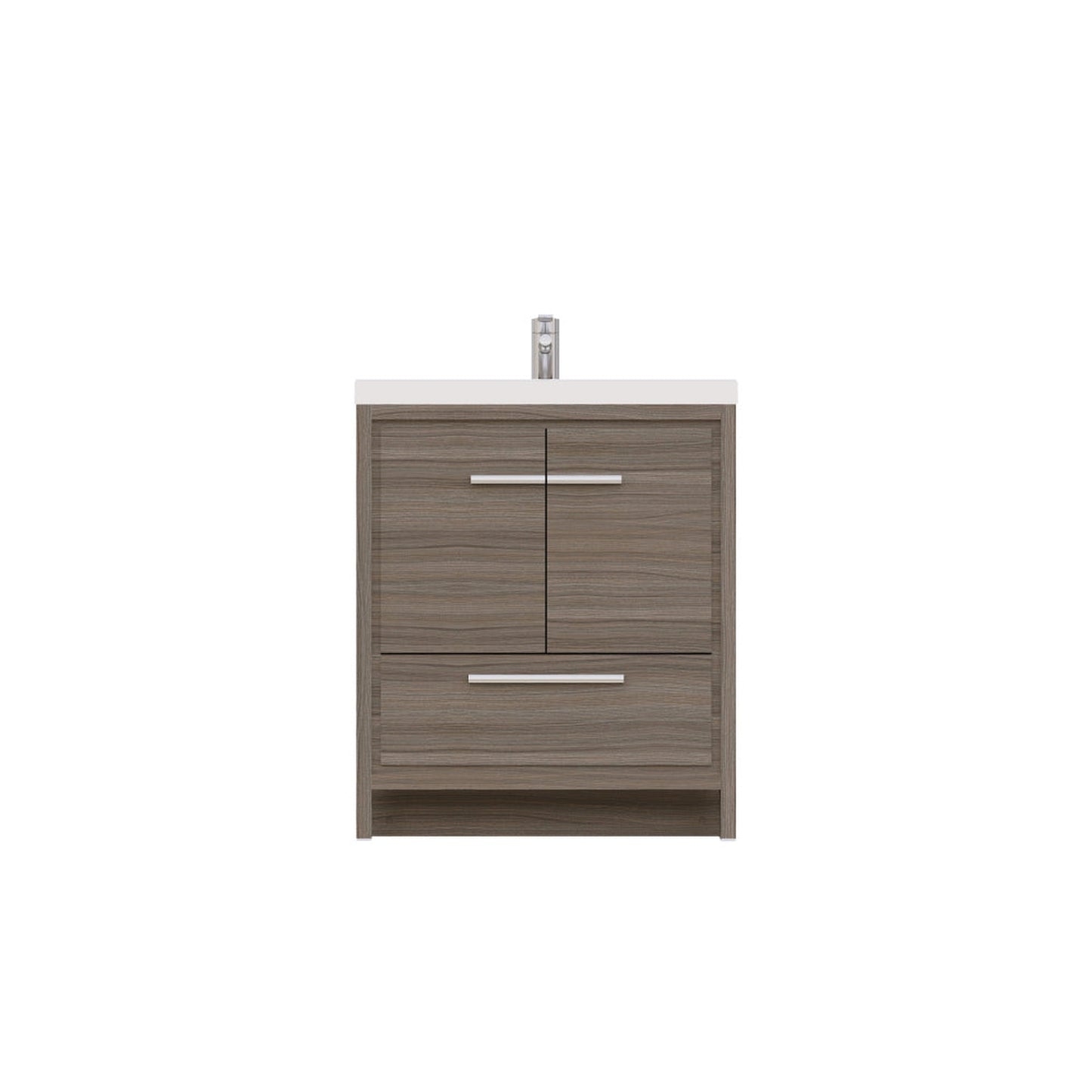 Alya Bath Sortino 30" Single Gray Modern Freestanding  Bathroom Vanity With Acrylic Top and Integrated  Sink -  AB-MD630-G