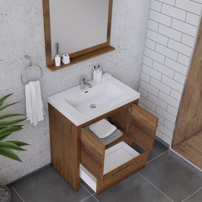 Alya Bath Sortino 30" Single Rosewood  Modern Freestanding  Bathroom Vanity With Acrylic Top and Integrated Sink - AB-MD630-RW
