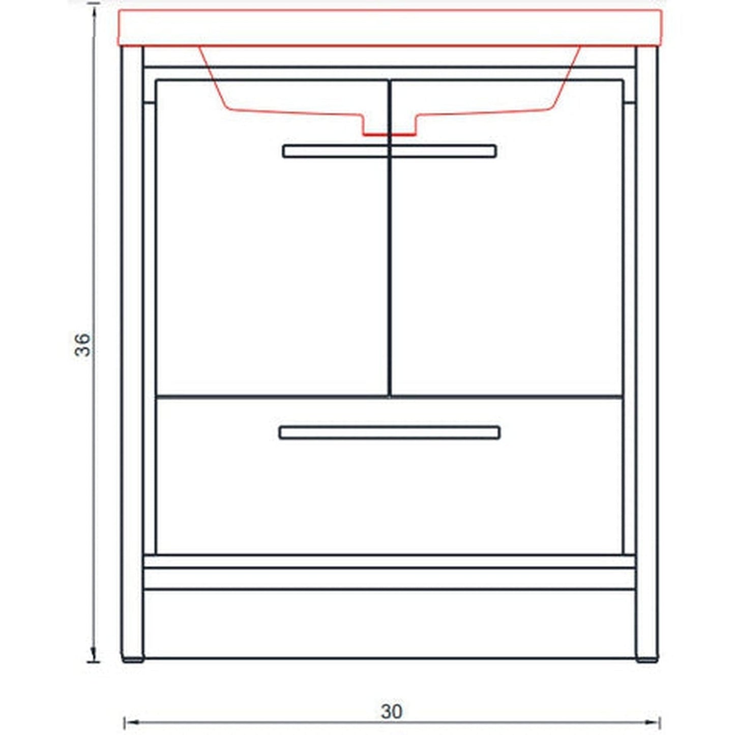 Alya Bath Sortino 30" Single Rosewood  Modern Freestanding  Bathroom Vanity With Acrylic Top and Integrated Sink - AB-MD630-RW