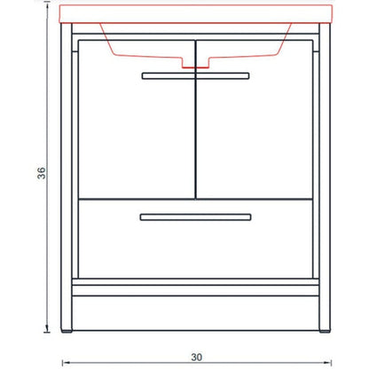 Alya Bath Sortino 30" Single Rosewood  Modern Freestanding  Bathroom Vanity With Acrylic Top and Integrated Sink - AB-MD630-RW