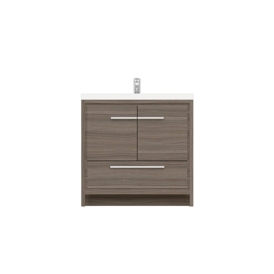 Alya Bath Sortino 36" Single Gray Modern Freestanding  Bathroom Vanity With Acrylic Top and Integrated  Sink - AB-MD636-G