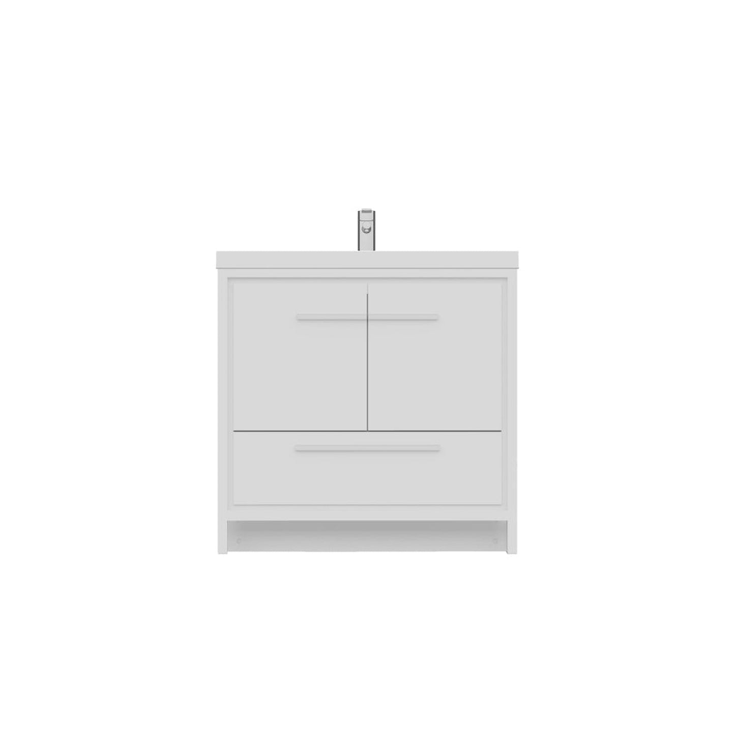 Alya Bath Sortino 36" Single White Modern Freestanding  Bathroom Vanity With Acrylic Top and Integrated Sink - AB-MD636-W