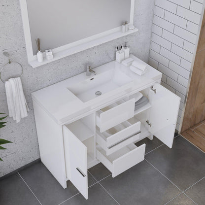 Alya Bath Sortino 48" Single White Modern Freestanding  Bathroom Vanity With Acrylic Top and Integrated Sink - AB-MD648-W