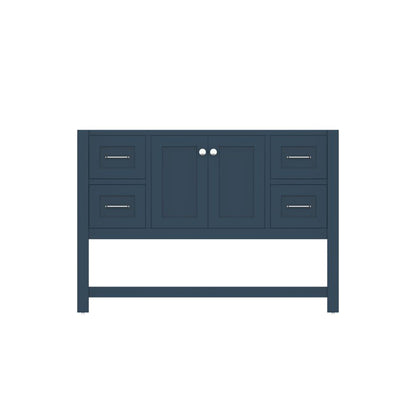 Alya Bath Wilmington 48" Single Blue Freestanding Bathroom Vanity With Brushed Nickel Edge Handles - HE-102-48-B