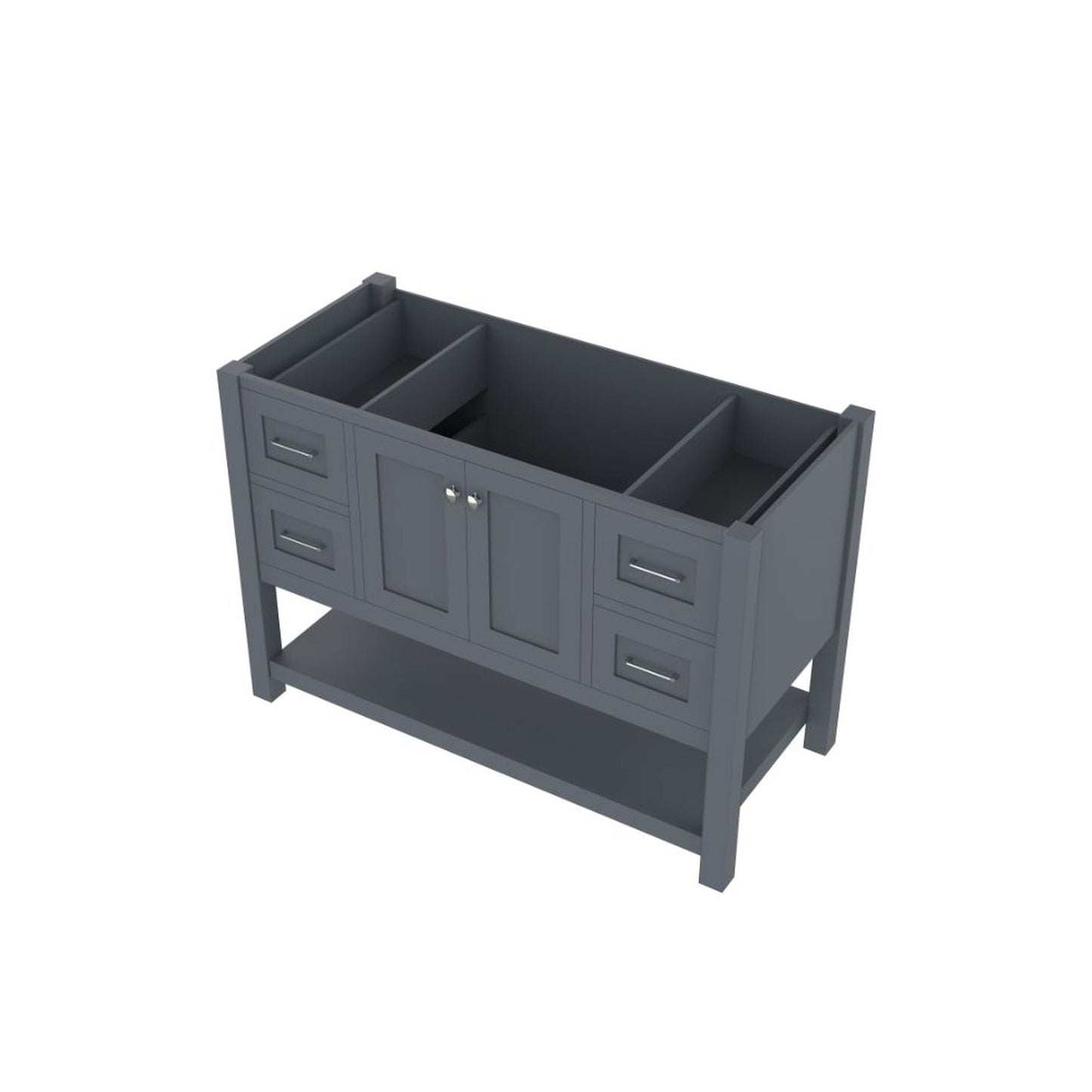 Alya Bath Wilmington 48" Single Gray Freestanding Bathroom Vanity With Brushed Nickel Edge Handles - HE-102-48-G
