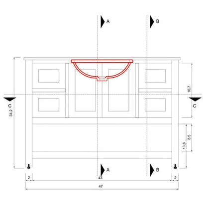 Alya Bath Wilmington 48" Single White Freestanding  Bathroom Vanity With Carrara Marble Top, Ceramic Sink and Wall Mounted Mirror - HE-102-48-W-CWMT+HE-101/102-42-W-M