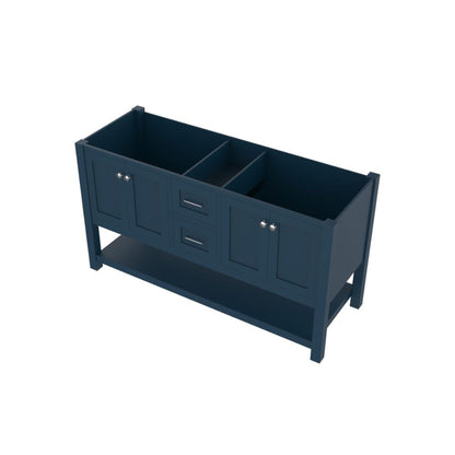 Alya Bath Wilmington 60" Double Blue Freestanding  Bathroom Vanity  With Brushed Nickel Edge Handles - HE-102-60D-B