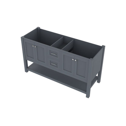 Alya Bath Wilmington 60" Double Gray Freestanding  Bathroom Vanity  With Brushed Nickel Edge Handles - HE-102-60D-G