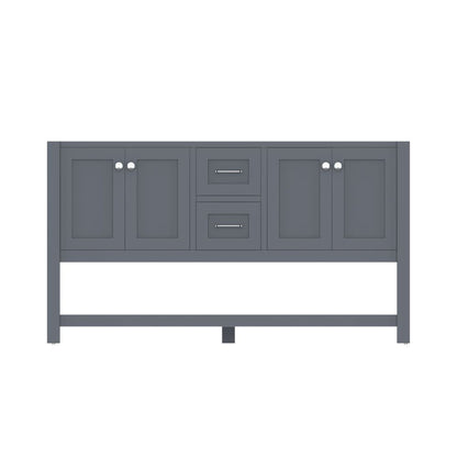 Alya Bath Wilmington 60" Double Gray Freestanding  Bathroom Vanity  With Brushed Nickel Edge Handles - HE-102-60D-G