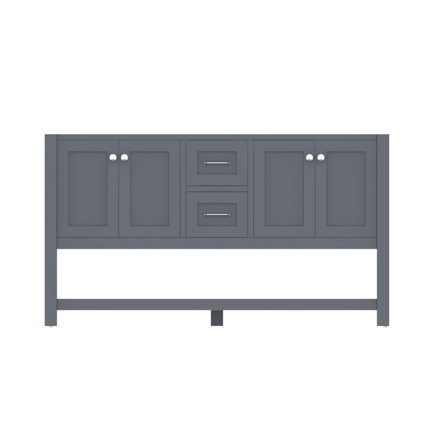 Alya Bath Wilmington 60" Double Gray Freestanding  Bathroom Vanity  With Brushed Nickel Edge Handles - HE-102-60D-G