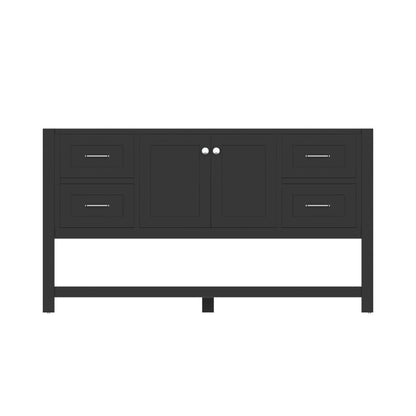 Alya Bath Wilmington 60" Single Espresso Freestanding   Bathroom Vanity  With Brushed Nickel Edge Handles - HE-102-60S-E